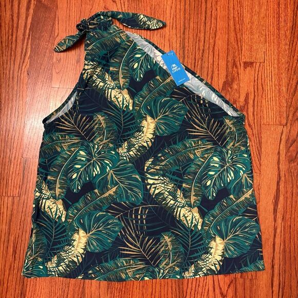 Cupshe Tops - CUPSHE NWT One-Shoulder Tropical Top Size L – Leaf Print Resort Style
